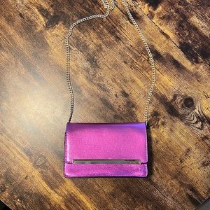 Fuchsia Crossbody Purse with Gold Chain